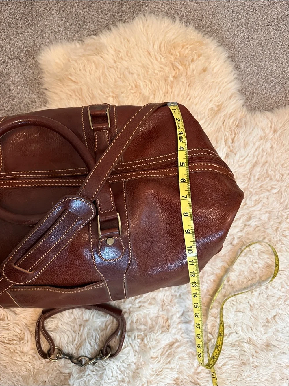Hand-Made in Italy Dark Brown Genuine Leather Weekender Duffel Bag Large